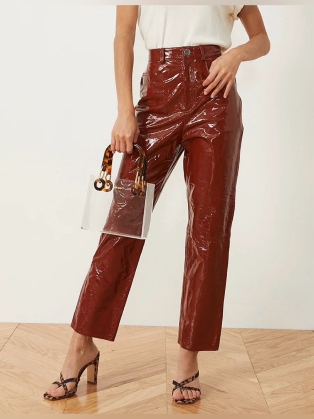 LPA Patent Leather Pants 417 Revolve sz Small High Rise Straight Leg